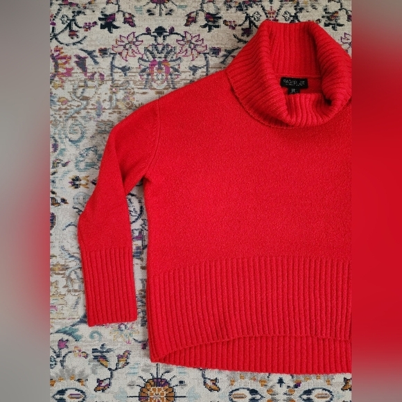 Rachel Zoe Red Knit Turtleneck Sweater Oversized Long Sleeve, sz MD - Picture 4 of 12